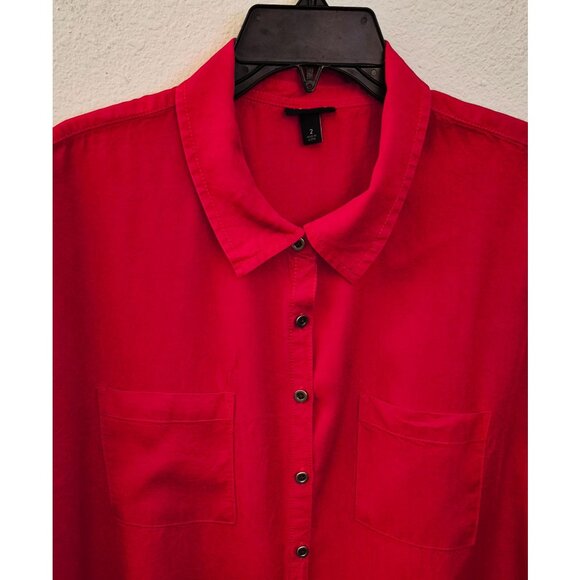 Torrid Red Tencel Blend Boxy Dolman Sleeve Button Front Tunic Top Size 2X EUC - Picture 5 of 8